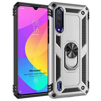 Microsonic Xiaomi Mi 9 Lite Kılıf Military Ring Holder Gümüş Microsonic Xiaomi Mi 9 Lite Kılıf Military Ring Holder Gümüş