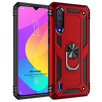 Microsonic Xiaomi Mi 9 Lite Kılıf Military Ring Holder Kırmızı Microsonic Xiaomi Mi 9 Lite Kılıf Military Ring Holder Kırmızı
