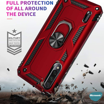 Microsonic Xiaomi Mi 9 Lite Kılıf Military Ring Holder Kırmızı