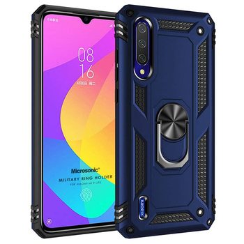 Microsonic Xiaomi Mi 9 Lite Kılıf Military Ring Holder Lacivert Microsonic Xiaomi Mi 9 Lite Kılıf Military Ring Holder Lacivert
