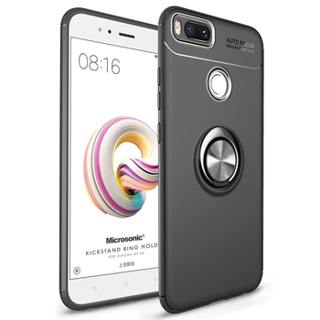 Microsonic Xiaomi Mi A1 Kılıf Kickstand Ring Holder Siyah Microsonic Xiaomi Mi A1 Kılıf Kickstand Ring Holder Siyah