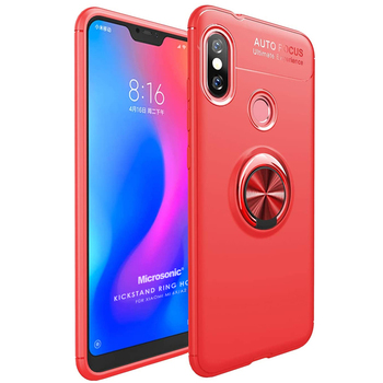 Microsonic Xiaomi Mi A2 Kılıf Kickstand Ring Holder Kırmızı Microsonic Xiaomi Mi A2 Kılıf Kickstand Ring Holder Kırmızı