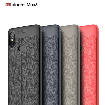 Microsonic Xiaomi Mi Max 3 Kılıf Deri Dokulu Silikon Siyah