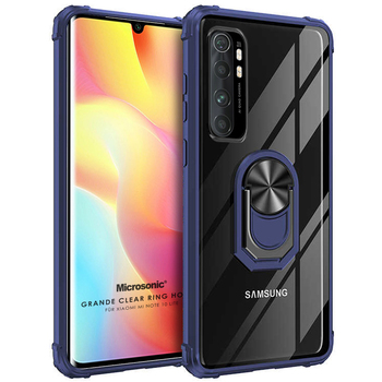 Microsonic Xiaomi Mi Note 10 Lite Kılıf Grande Clear Ring Holder Lacivert Microsonic Xiaomi Mi Note 10 Lite Kılıf Grande Clear Ring Holder Lacivert