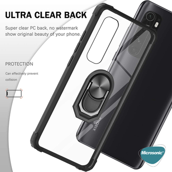 Microsonic Xiaomi Mi Note 10 Lite Kılıf Grande Clear Ring Holder Lacivert