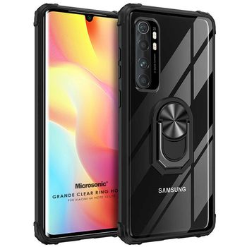 Microsonic Xiaomi Mi Note 10 Lite Kılıf Grande Clear Ring Holder Siyah Microsonic Xiaomi Mi Note 10 Lite Kılıf Grande Clear Ring Holder Siyah