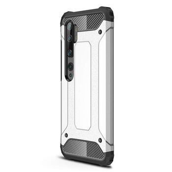 Microsonic Xiaomi Mi Note 10 Pro Kılıf Rugged Armor Gümüş