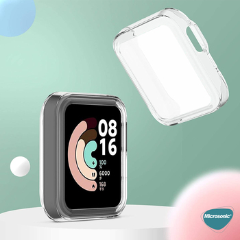 Microsonic Xiaomi Mi Watch Lite Kılıf 360 Full Round Soft Silicone Gümüş
