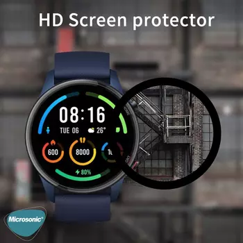 Microsonic Xiaomi Mi Watch Tam Kaplayan Temperli Cam Full Ekran Koruyucu Siyah