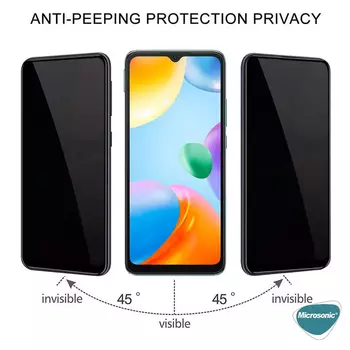 Microsonic Xiaomi Poco C40 Invisible Privacy Kavisli Ekran Koruyucu Siyah