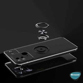 Microsonic Xiaomi Poco C40 Kılıf Kickstand Ring Holder Siyah