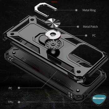 Microsonic Xiaomi Poco C40 Kılıf Military Ring Holder Lacivert
