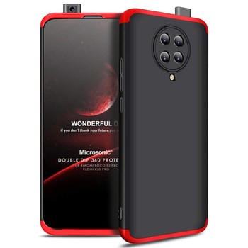 Microsonic Xiaomi Poco F2 Pro Kılıf Double Dip 360 Protective AYS Siyah Kırmızı