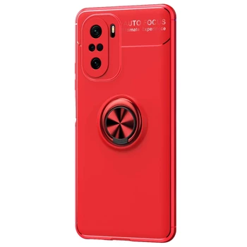 Microsonic Xiaomi Poco F3 Kılıf Kickstand Ring Holder Kırmızı