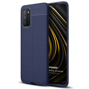Microsonic Xiaomi Poco M3 Kılıf Deri Dokulu Silikon Lacivert Microsonic Xiaomi Poco M3 Kılıf Deri Dokulu Silikon Lacivert