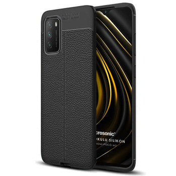Microsonic Xiaomi Poco M3 Kılıf Deri Dokulu Silikon Siyah Microsonic Xiaomi Poco M3 Kılıf Deri Dokulu Silikon Siyah