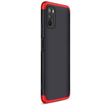 Microsonic Xiaomi Poco M3 Kılıf Double Dip 360 Protective AYS Siyah Kırmızı