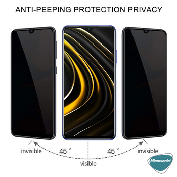 Microsonic Xiaomi Poco M3 Invisible Privacy Kavisli Ekran Koruyucu Siyah