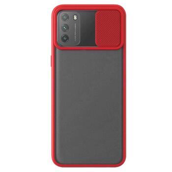 Microsonic Xiaomi Poco M3 Kılıf Slide Camera Lens Protection Kırmızı
