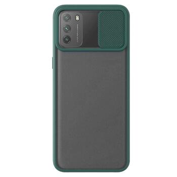 Microsonic Xiaomi Poco M3 Kılıf Slide Camera Lens Protection Koyu Yeşil
