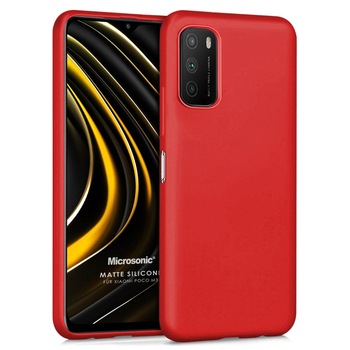 Microsonic Xiaomi Poco M3 Kılıf Matte Silicone Kırmızı