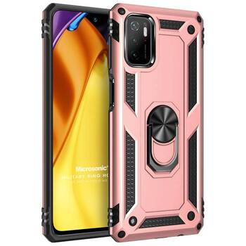 Microsonic Xiaomi Poco M3 Pro Kılıf Military Ring Holder Rose Gold Microsonic Xiaomi Poco M3 Pro Kılıf Military Ring Holder Rose Gold