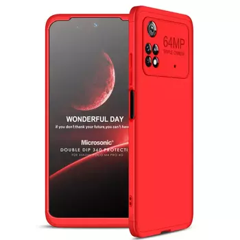 Microsonic Xiaomi Poco M4 Pro 4G Kılıf Double Dip 360 Protective AYS Kırmızı