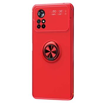 Microsonic Xiaomi Poco M4 Pro 4G Kılıf Kickstand Ring Holder Kırmızı