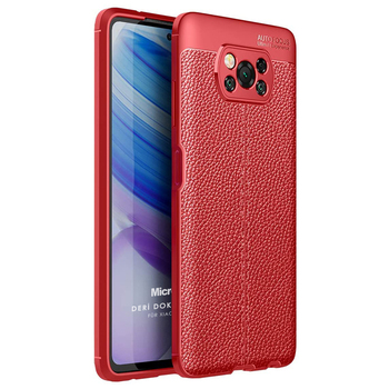 Microsonic Xiaomi Poco X3 NFC Kılıf Deri Dokulu Silikon Kırmızı