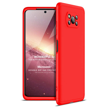 Microsonic Xiaomi Poco X3 NFC Kılıf Double Dip 360 Protective AYS Kırmızı