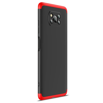 Microsonic Xiaomi Poco X3 NFC Kılıf Double Dip 360 Protective AYS Siyah Kırmızı