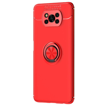 Microsonic Xiaomi Poco X3 NFC Kılıf Kickstand Ring Holder Kırmızı