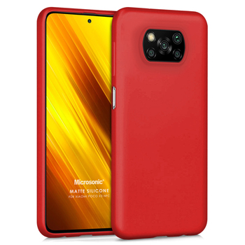 Microsonic Xiaomi Poco X3 NFC Kılıf Matte Silicone Kırmızı