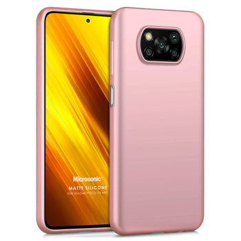 Microsonic Xiaomi Poco X3 NFC Kılıf Matte Silicone Rose Gold