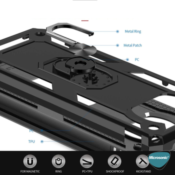 Microsonic Xiaomi Poco X3 NFC Kılıf Military Ring Holder Lacivert