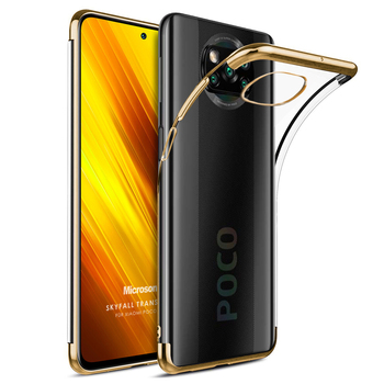 Microsonic Xiaomi Poco X3 NFC Kılıf Skyfall Transparent Clear Gold