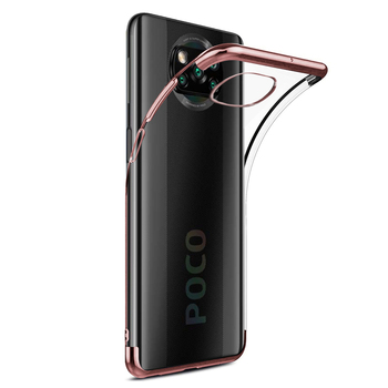 Microsonic Xiaomi Poco X3 NFC Kılıf Skyfall Transparent Clear Rose Gold