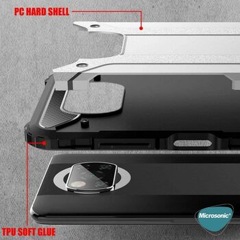 Microsonic Xiaomi Poco X3 NFC Kılıf Rugged Armor Gümüş