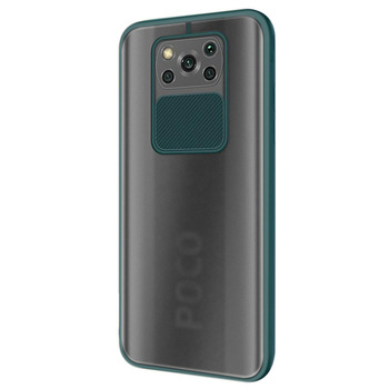 Microsonic Xiaomi Poco X3 NFC Kılıf Slide Camera Lens Protection Koyu Yeşil