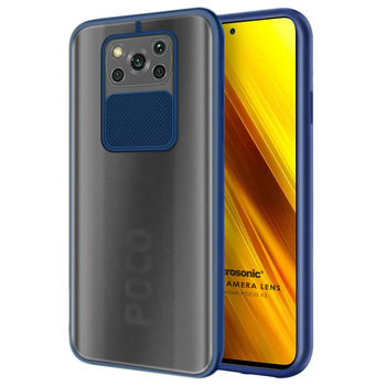 Microsonic  Xiaomi Poco X3 NFC Kılıf Slide Camera Lens Protection Lacivert