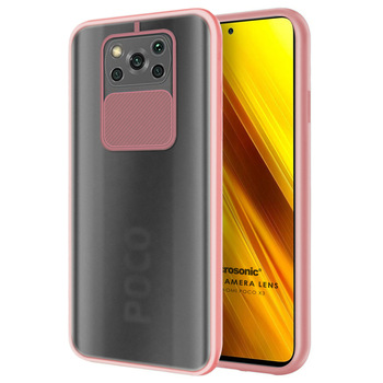 Microsonic Xiaomi Poco X3 NFC Kılıf Slide Camera Lens Protection Rose Gold