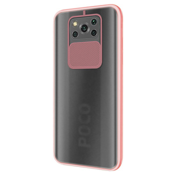 Microsonic Xiaomi Poco X3 NFC Kılıf Slide Camera Lens Protection Rose Gold