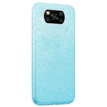 Microsonic Xiaomi Poco X3 NFC Kılıf Sparkle Shiny Mavi