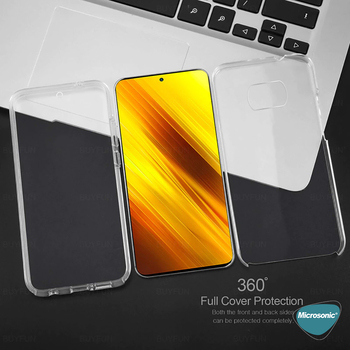 Microsonic Xiaomi Poco X3 Pro Kılıf Komple Gövde Koruyucu Silikon Şeffaf