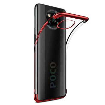 Microsonic Xiaomi Poco X3 Pro Kılıf Skyfall Transparent Clear Kırmızı