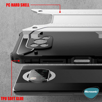 Microsonic Xiaomi Poco X3 Pro Kılıf Rugged Armor Gümüş