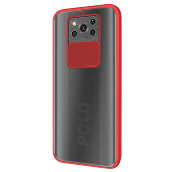Microsonic Xiaomi Poco X3 Pro Kılıf Slide Camera Lens Protection Kırmızı