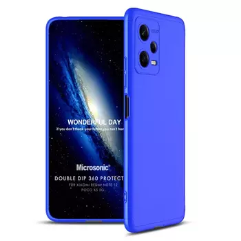 Microsonic Xiaomi Poco X5 5G Kılıf Double Dip 360 Protective Mavi
