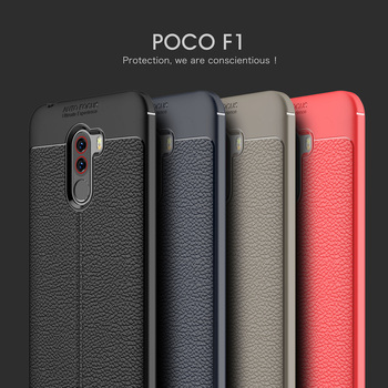 Microsonic Xiaomi Pocophone F1 Kılıf Deri Dokulu Silikon Kırmızı