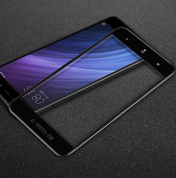 Microsonic Xiaomi Redmi 4A Kavisli Temperli Cam Ekran Koruyucu Film Siyah